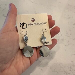 NWT- New Directions Silver Two-Tier Earrings